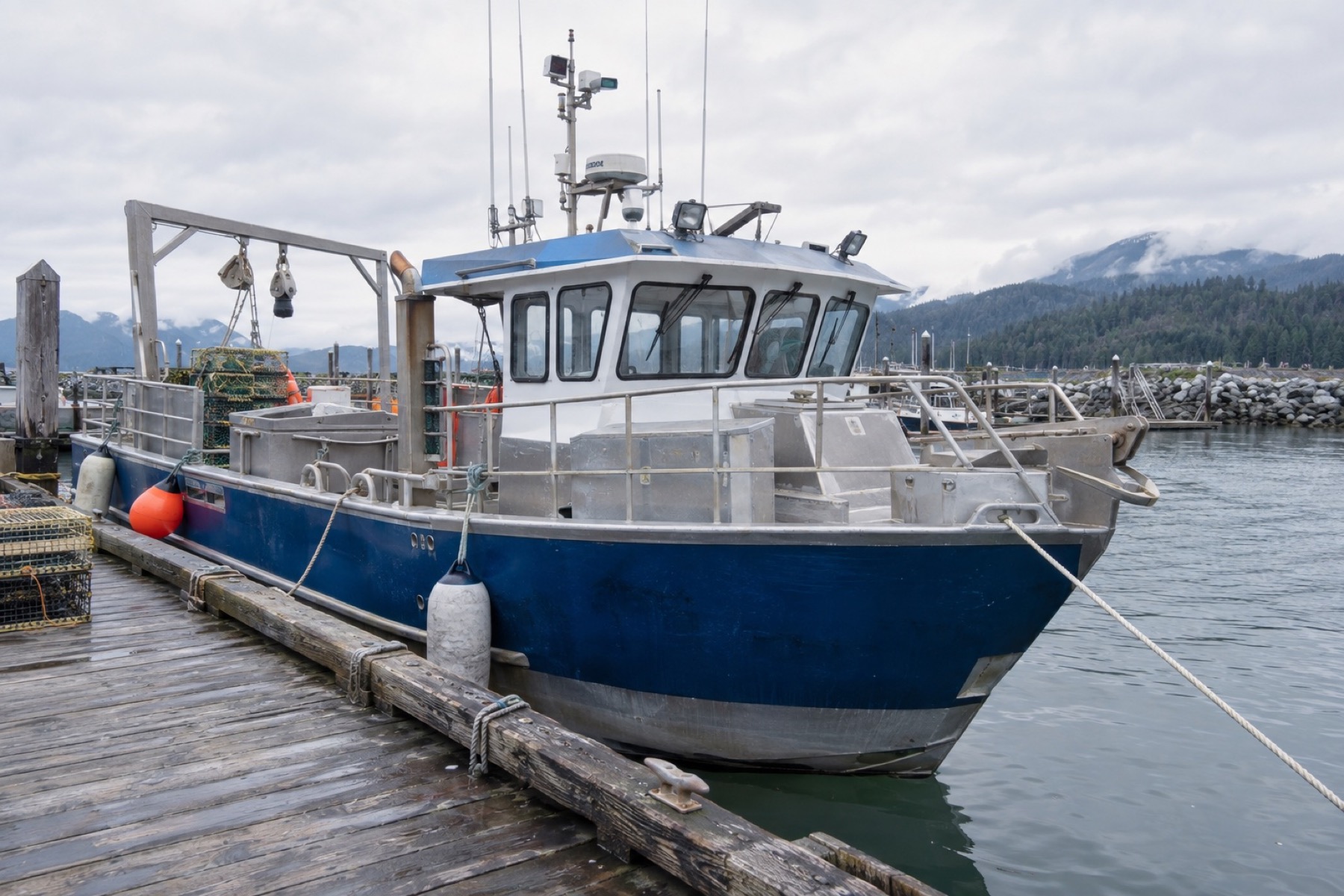 Commercial work boat at a working harbor